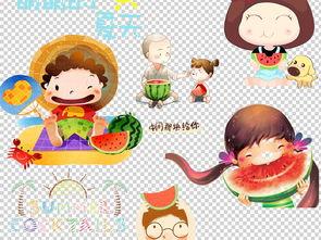 吃瓜可爱背景图,跟随可爱吃瓜图,探寻夏日清凉趣味